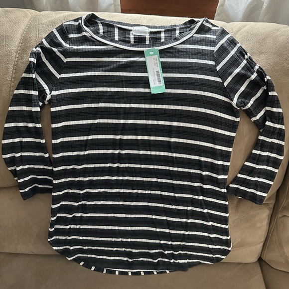 Dee Elly 3/4 Sleeve Striped Top - Picture 1 of 3